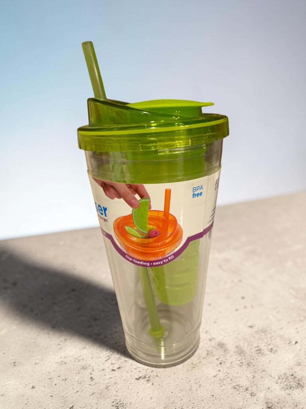 Cool Gear Green 23oz Insulated Straw Infuser Water Bottle NWT